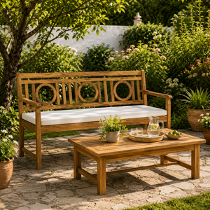 Teak <b>Wood</b> Garden <b>Bench</b> with Cushion Outdoor Patio Sofa Resort Villa Hotel Lounge Furniture - Product Image 5