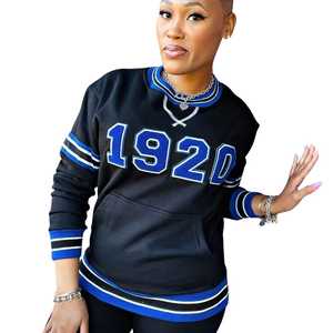 Sudadera Negra con Cuello Redondo Zeta Phi Beta 1920, Bordado Chenille, Ropa de la Hermandad Griega, Sudadera Unisex de Algodón Premium - Product Image 6