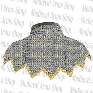 Handmade Medieval Mild Steel Chainmail Zig Zag Collar <b>Flat</b> Riveted Gorget Leather Buckle Neck Shoulder Armor for Reenactment SCA - Product Image 4