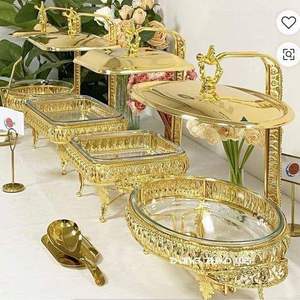 Juego de Servidores de Buffet Chapados en Oro con Tapa y Soporte para Uso en Restaurantes a Precio Económico - Product Image 3