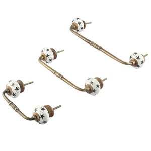 Poignée d'armoire en vrac fait à la main en céramique blanc noir étoile Antique Design en gros commode Lot Vintage tiroir armoire porte tirer - Product Image 6