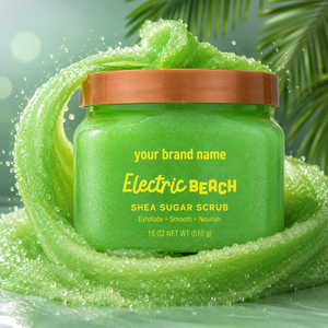 Electric Beach Shea Sugar <b>Body</b> <b>Scrub</b> Deep Exfoliating Brightening Moisturizing <b>Body</b> Polish Removes Dead Skin Tan Private Label - Product Image 2
