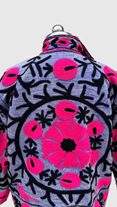 Veste en coton brodée à la main avec des motifs floraux, manches longues, col mandarin, taille plus, style Prairie Chic pour femmes, vêtements d'automne - Product Image 6