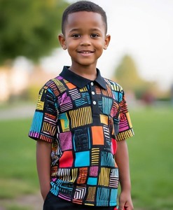 Polo décontracté en maille 180g mélange polyester/coton respirant et à séchage rapide pour tout-petits garçons - Vêtements de sport - Product Image 3