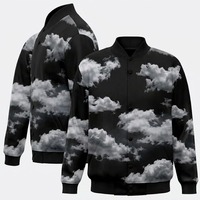 Blouson universitaire noir personnalisé pour homme, col montant uni, coupe-vent, style urbain décontracté, idéal pour l'automne, coupe régulière, en polyester
