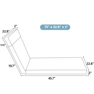 Set di 2 Cuscini per Chaise Longue da Interno/Esterno con Lacci, Cuscini per Sedie da Patio, Cuscini per Prato e Piscina - Product Image 3