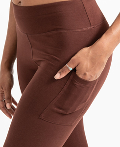 Breathable Lightweight Polyester/Nylon Yoga <b>Leggings</b> <b>Pockets</b> Full Length Four-Way Stretch Seamless Low Waist Elastic Waist Pants - Product Image 5