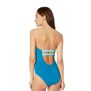 Maillot de bain une pièce sexy push-up pour femme, coupe haute, avec découpes, couleur unie sur le devant, collection été - Product Image 2