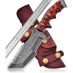 Cuchillo de Caza y Supervivencia de Acero de Damasco Hecho a Mano, Nuevo, con Mango de Cuerno de Toro, Hoja Fija de Espiga Completa de 6 Pulgadas, Ambidiestro y Duradero - Product Image 4