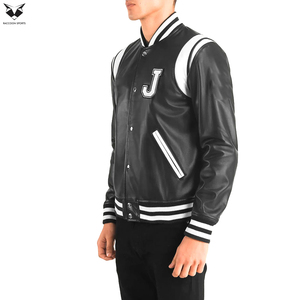 Premium Men's Varsity <b>Jacket</b> Leather Material Contrast Color Embroidery <b>Patch</b> Classic College Letterman Bomber <b>Jacket</b> - Product Image 3