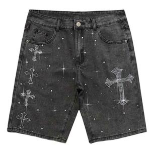 Men's <b>Gothic</b> Denim Bermuda Shorts 100% Cotton Casual Mid Waist Elastic Waist Woven Fabric - Product Image 1