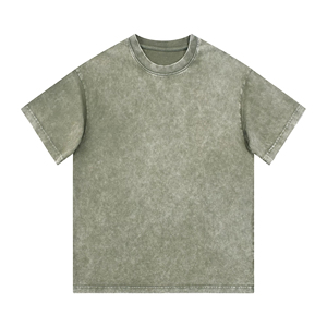 Custom Men Acid <b>Wash</b> Rhinestone TShirt Heavyweight Cotton Oversized Boxy Fit Crew Neck Streetwear High Street Style Front Design - Product Image 3
