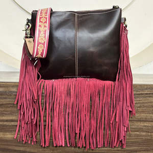 OEM ODM Large Capacity Handcrafted Genuine Cowhide Leather Crossbody Fringe <b>Bag</b> Designer Shoulder Purse Perfect for Women's - Product Image 5