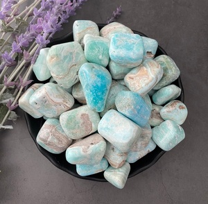 Cristaux de guérison Reiki en cristal d'aragonite bleue polie, Chakra de la gorge, exportation de cristal Exis - Product Image 1