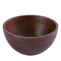 Bol rond classique personnalisé en bois d'acacia, fabriqué à la main, pour les dîners écologiques, les salades et les collations - Inde