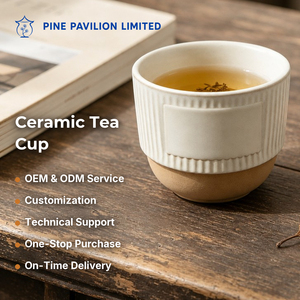 Tasse à thé en céramique Pine Pavilion, tasse à café, logo personnalisé, style nordique minimaliste, côtelée verticale, vintage Wabi-Sabi, tasse de dégustation de thé pour la maison - Product Image 6