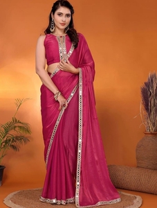 Sari Tradicional KV de Chifón con Adornos al Estilo Bollywood - Product Image 4