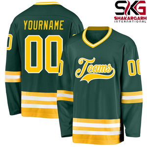 Maillot de hockey sur glace personnalisé, 100% polyester, nom de l'équipe, numéro, col en V, manches longues, uniforme sportif - Product Image 2