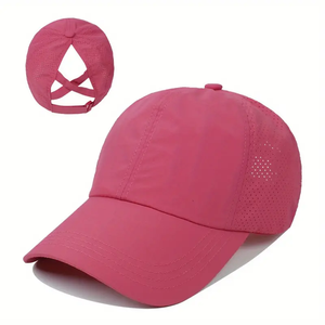 Pink Adjustable Ponytail <b>Baseball</b> <b>Cap</b> Breathable Sporty Style for Women Spring Summer Outdoor Activities - Product Image 2