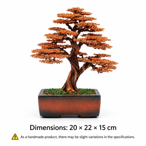 Handgefertigte Metall-Draht Ahorn Bonsai-Baum Skulptur mit Kupferfarbenen Blättern Porzellan-Topf Langlebige Heim- und Bürodekoration Firmengeschenke - Product Image 2