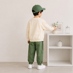 Custom Korean Style Boys Casual Wide Leg Pants Khaki 65% Cotton 35% Polyester Durable Anti-Pilling <b>Trousers</b> - Product Image 3