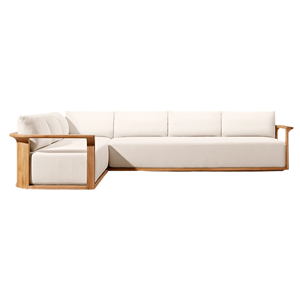 Elegant Minimalist <b>Outdoor</b> Corner <b>Sofa</b> Set Teak Wood with Soft and Waterproof Cushions Modern Sectional <b>Sofa</b> Villa Hotel Use - Product Image 4