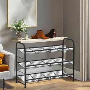 Étagère à chaussures en métal à 3 niveaux, réglable et inclinable pour entrée et porte d'entrée - Product Image 1