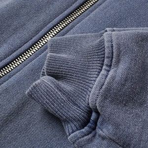 Sweat-shirt unisexe bleu à capuche zippé en molleton 100 % coton écologique, tricoté, décontracté, hiver, 400g, coupe classique, poche avant, imprimé - Product Image 5