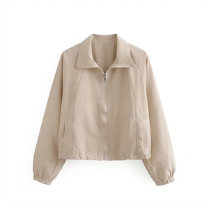 Chaqueta Bomber de Color Sólido para Mujer, Manga Larga, Cuello Camisero, Tejido Transpirable, Resistente al Viento, Ropa de Invierno - Product Image 5