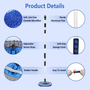 ชุดอุปกรณ์ทำความสะอาดรถยนต์ 5 ชิ้น ประกอบด้วย ผ้าไมโครไฟเบอร์แบบนุ่มพร้อมด้ามจับยาวถอดได้ขนาด 61 นิ้ว แปรงถูพื้น ผ้าเช็ดกระจก ที่ปัดฝุ่น และอุปกรณ์ทำความสะอาดล้อ - Product Image 3