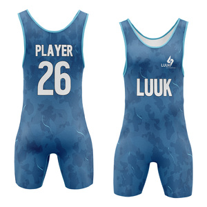 Combinaison de lutte américaine professionnelle, vêtements de lutte personnalisés pour équipe, combinaison de compression par sublimation, fournisseur OEM en gros - Product Image 1