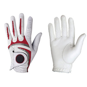 White Cabretta Leather Luxury Right Hand Golf Gloves Button Adjustable Wrist <b>Strap</b> Hand Grips Breathable Sports Outdoor - Product Image 3