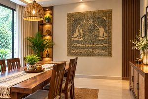 Tapiz Rectangular de Tela de Algodón Orissa con Estampado Tradicional para Colgar en la Pared, para Todas las Estaciones, para Sala de Estar Interior, Marca SSD Market - Product Image 3