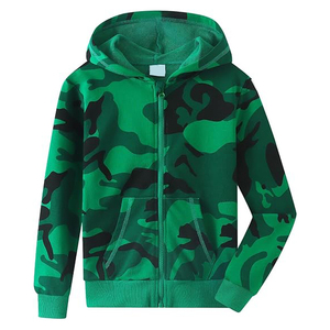 Sweats à capuche zippés camouflage vert et noir sublimés pour hommes, faible MOQ, anti-rétrécissement, séchage rapide, qualité supérieure, étiquette personnalisée - Product Image 1