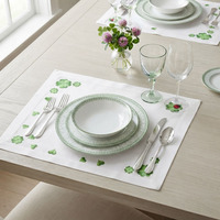 Ensemble de sets de table et de serviettes en lin 100% lavable, broderie personnalisée en gros, décoration de table pour la maison, les restaurants, les mariages et les événements