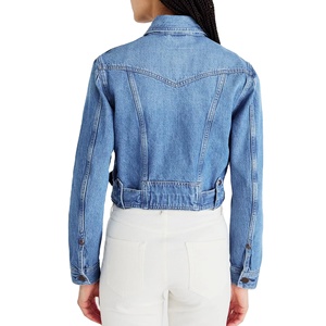 Veste en jean courte taille haute pour femme manteau en jean stretch coupe ajustée à manches longues décontracté Streetwear fabricant de gros - Product Image 3