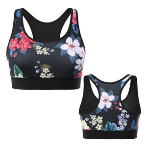 Top deportivo sin costuras con estampado floral y espalda cruzada para mujer - Product Image 1