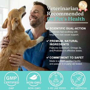 Friandises à mâcher pour chiens contre les allergies et les démangeaisons, enrichies en colostrum, oméga-3, probiotiques, curcuma, saveur poulet, pour toutes les générations, friandises molles - Product Image 6