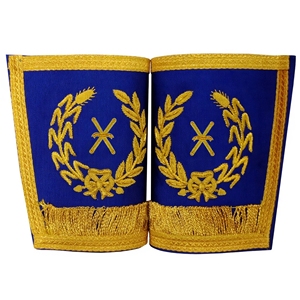 Guantes Ceremoniales de Alto Rango para Vice Director, Bordados en Azul y Dorado, con Puños Cosidos - Product Image 2