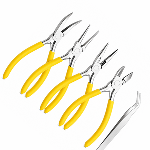 MANAN INSTRUMENTS Juego de Alicates Redondos de Acero al Carbono para Joyería, Mangos Amarillos, Herramientas de Bricolaje, 5 Piezas, Incluye Pinzas y Anillo - Product Image 1