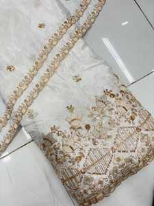 Tissu brodé perlé Dobby 100% soie pour robes de mariée, dentelle et vêtements pour filles - Fournisseur et fabricant sur mesure - Product Image 4