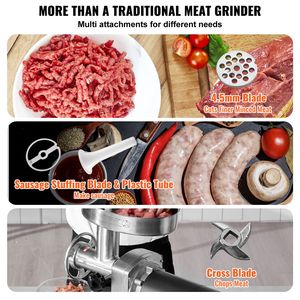 Hachoir à viande commercial, capacité de 9 lb/min, en acier inoxydable, machine à saucisses, machine électrique pour la préparation de produits carnés - Product Image 3