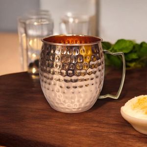 Hammered copper refreshment mug <b>set</b> reusable artisan <b>beverage</b> cups premium cocktail <b>serving</b> mugs durable - Product Image 1