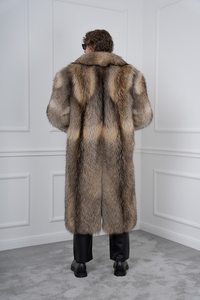 Elegante Abrigo Largo para Hombre, Color Marrón Coyote, con Solapa, Material de Lana y Seda, Antiarrugas y Transpirable - Product Image 1