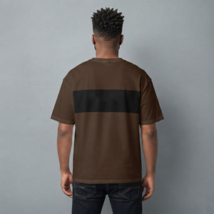 Nouveaux T-shirts pour hommes tendance et surdimensionnés, épaules tombantes, col rond, manches courtes, coupe ample, 100% coton, bicolore, style hip-hop. - Product Image 5