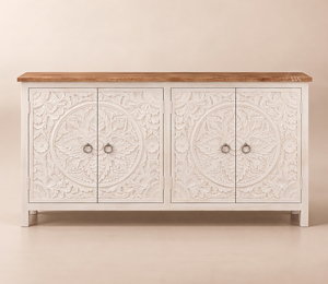 Cómoda Lauresa de Diseño Tradicional en Madera de Caoba con Acabado Blanco, Cuatro Cajones, Capacidad para 11 Pares, Mueble para Dormitorio u Oficina en Casa - Product Image 1