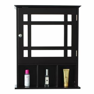 Mobiletto da Bagno a Una Porta con Tre Scomparti, Grigio-Marrone ad Alta Visibilità - Product Image 4