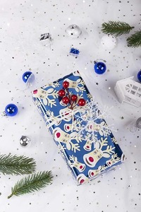 Custom Eco-Friendly Recyclable <b>Christmas</b> Gift Wrapping Paper Roll Reindeer Snowflakes Bow Ties <b>Trees</b> Metallized PE Coated Double - Product Image 2