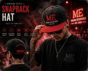 Casquette Snapback en maille noire personnalisée MALVAN ENTERPRISES, broderie 3D, visière plate, 6 panneaux, réglable, unisexe, logo lettres - Product Image 4
