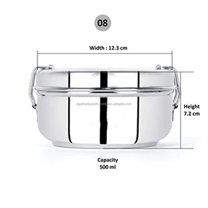 Boîtes à lunch scolaires en acier inoxydable épais et lourd à deux étages 300 ml étanches légères faciles à nettoyer Contenants de repas Tiffin - Product Image 5
